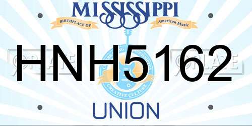 HNH5162 Mississippi License Plate