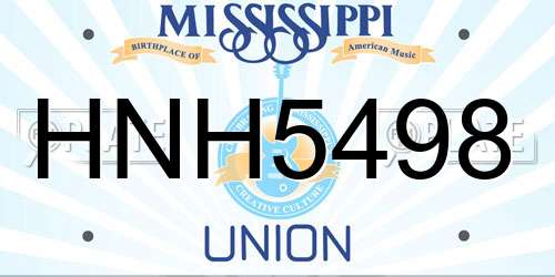 HNH5498 Mississippi License Plate