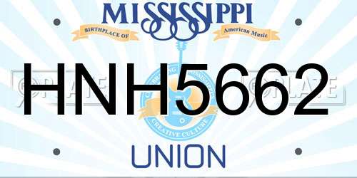 HNH5662 Mississippi License Plate