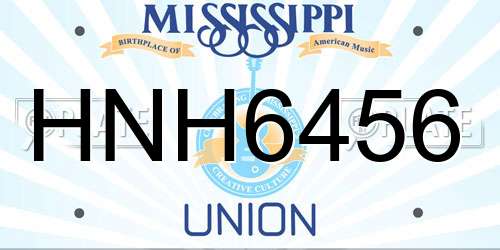 HNH6456 Mississippi License Plate