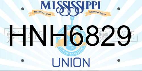 HNH6829 Mississippi License Plate