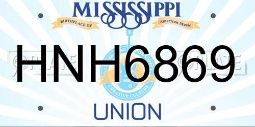 HNH6869 Mississippi License Plate