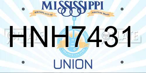 HNH7431 Mississippi License Plate