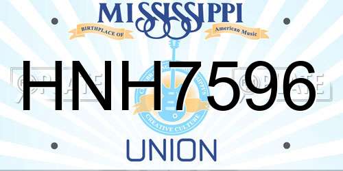 HNH7596 Mississippi License Plate