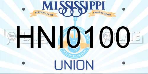 HNI0100 Mississippi License Plate