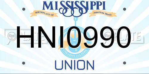 HNI0990 Mississippi License Plate