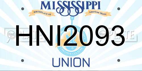 HNI2093 Mississippi License Plate