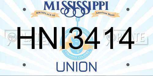 HNI3414 Mississippi License Plate