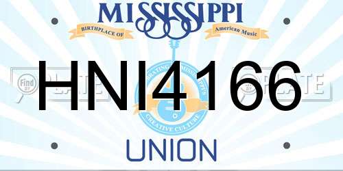 HNI4166 Mississippi License Plate