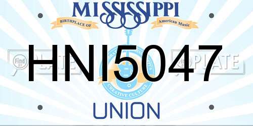 HNI5047 Mississippi License Plate