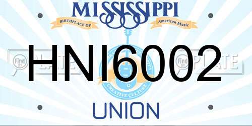 HNI6002 Mississippi License Plate