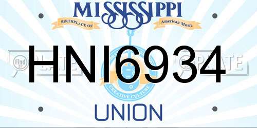 HNI6934 Mississippi License Plate
