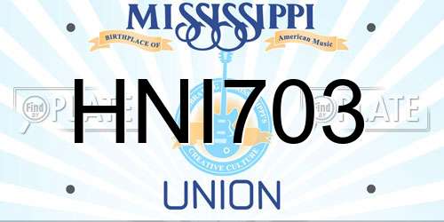 HNI703 Mississippi License Plate