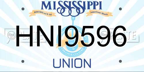 HNI9596 Mississippi License Plate