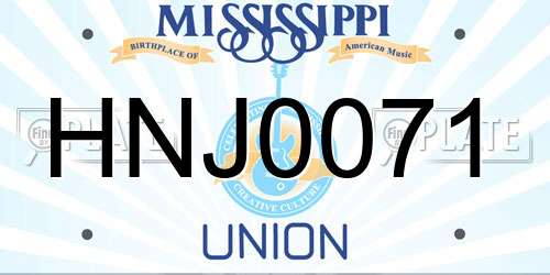 HNJ0071 Mississippi License Plate