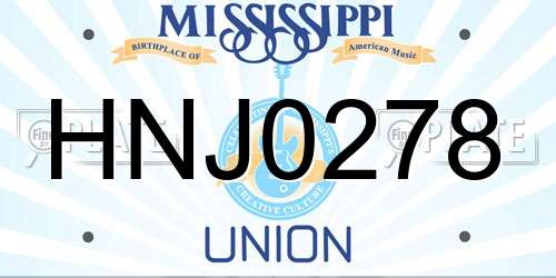 HNJ0278 Mississippi License Plate