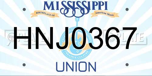HNJ0367 Mississippi License Plate