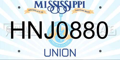 HNJ0880 Mississippi License Plate