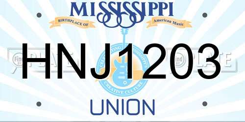 HNJ1203 Mississippi License Plate