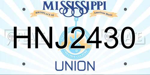 HNJ2430 Mississippi License Plate