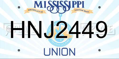 HNJ2449 Mississippi License Plate