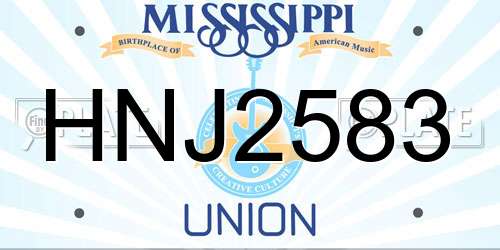 HNJ2583 Mississippi License Plate