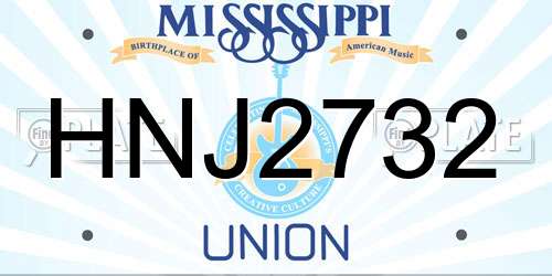 HNJ2732 Mississippi License Plate