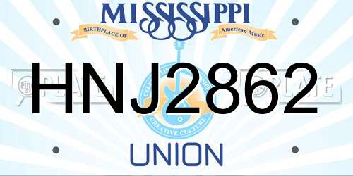 HNJ2862 Mississippi License Plate