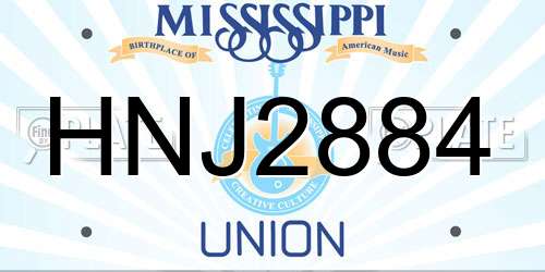 HNJ2884 Mississippi License Plate