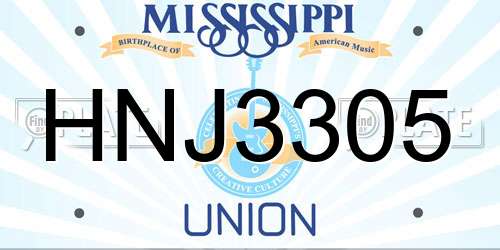 HNJ3305 Mississippi License Plate