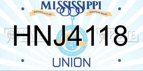 HNJ4118 Mississippi License Plate