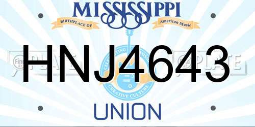 HNJ4643 Mississippi License Plate
