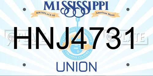 HNJ4731 Mississippi License Plate