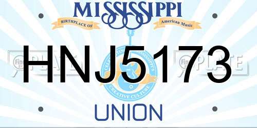 HNJ5173 Mississippi License Plate