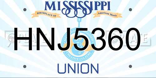 HNJ5360 Mississippi License Plate