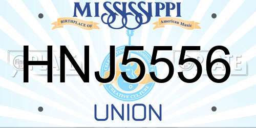 HNJ5556 Mississippi License Plate