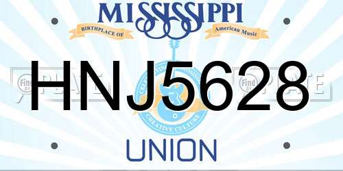 HNJ5628 Mississippi License Plate