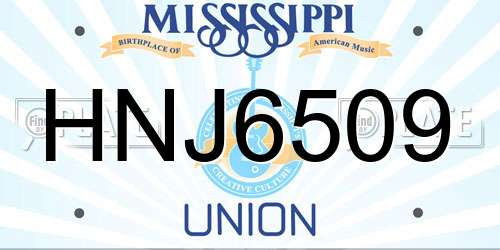 HNJ6509 Mississippi License Plate