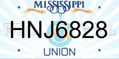 HNJ6828 Mississippi License Plate