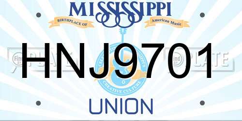 HNJ9701 Mississippi License Plate