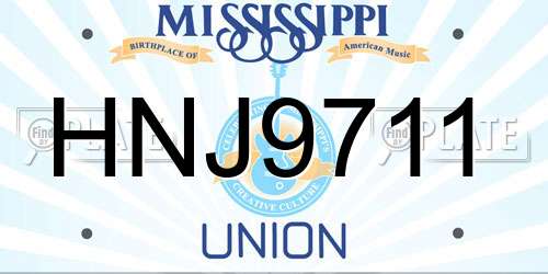 HNJ9711 Mississippi License Plate