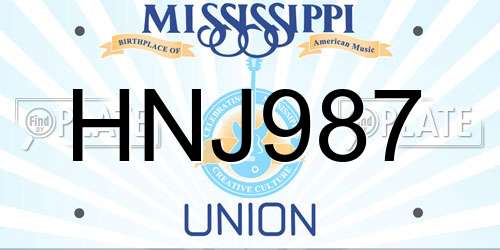 HNJ987 Mississippi License Plate
