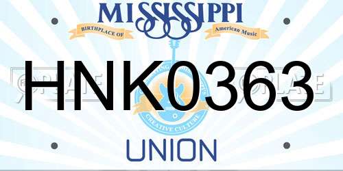 HNK0363 Mississippi License Plate