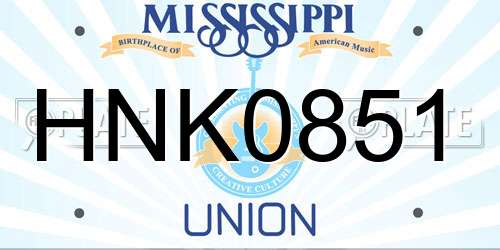 HNK0851 Mississippi License Plate