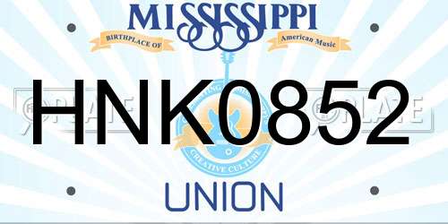 HNK0852 Mississippi License Plate