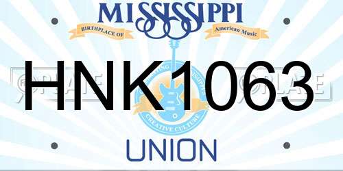 HNK1063 Mississippi License Plate