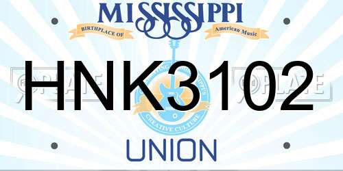 HNK3102 Mississippi License Plate