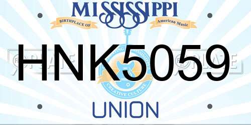 HNK5059 Mississippi License Plate