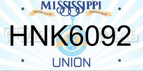 HNK6092 Mississippi License Plate