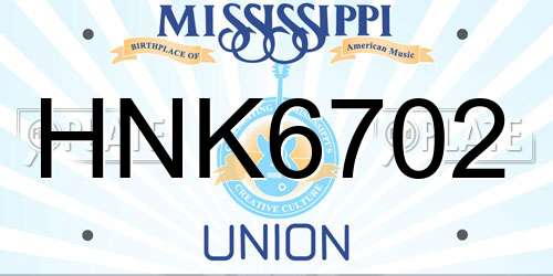 HNK6702 Mississippi License Plate